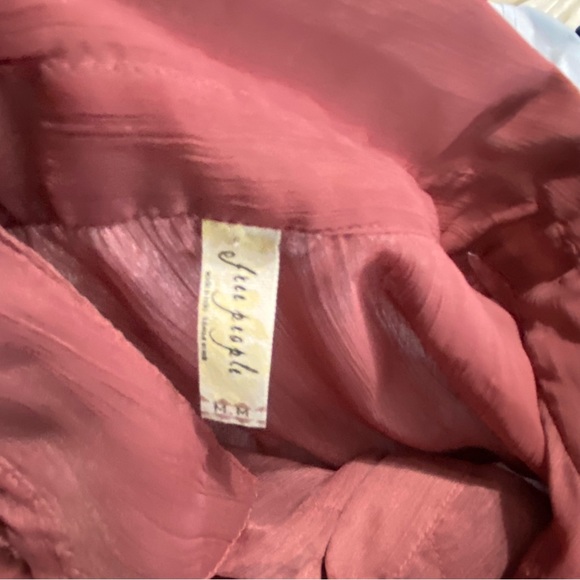 Free People Sheer Ruffle Tuxedo Button Down Shirt SZ M Medium - Picture 4 of 6